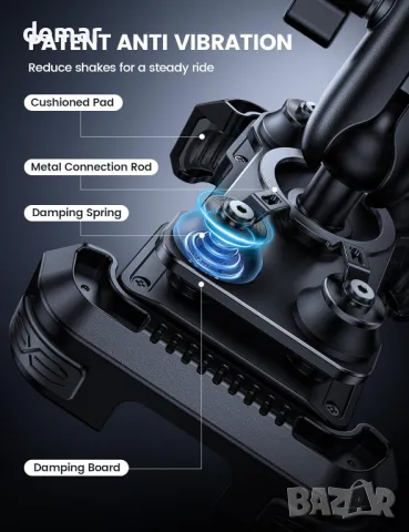 Стойка за телефон за мотоциклет Lamicall, телефон 4,7-6,8" - черен, снимка 3 - Аксесоари и консумативи - 48417266