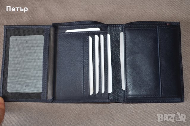 Mano 1919 MOLLIS M19850 Blue тъмносин вертикален портфейл до 13 карти, снимка 6 - Портфейли, портмонета - 32739448