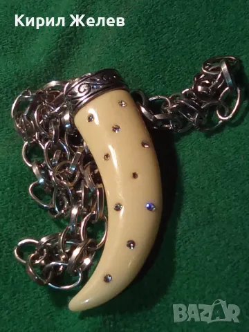 СРЕБРИСТ СТОМАНЕН ВИНТИДЖ ЛАНЕЦ ВЕРИЖКА КОЛИЕ с АРТ ВИСУЛКА във ФОРМА на МЕЧИ НОКЪТ с КРИСТАЛИ 47363, снимка 12 - Колиета, медальони, синджири - 47336444