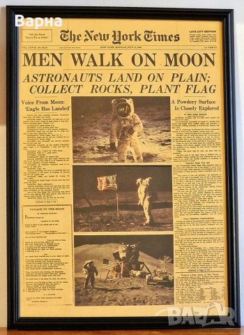 The Apollo 11 Moon New York Times- Постер, плакат, картина - Рамкирана, снимка 1 - Картини - 40317254