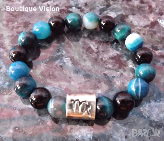 Ново! ГРИВНИ - ЗОДИИ от сребро 950 проба със скъпоценни и полускъпоценни камъни, снимка 6 - Гривни - 32958979