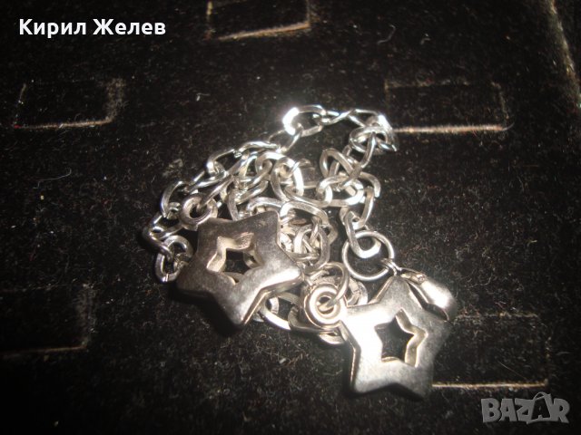 ПОСРЕБРЕНА ГРИВНИЧКА със ЗВЕЗДИЧКИ 20673, снимка 4 - Гривни - 32239630