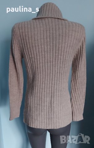 Вълнен пуловер с плетеници и поло яка , снимка 5 - Блузи с дълъг ръкав и пуловери - 43847290