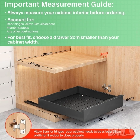 Телескопичен Органайзер за Шкаф 43x35см – Монтаж Без Пробиване, Kitstorack, снимка 6 - Аксесоари за кухня - 53266633