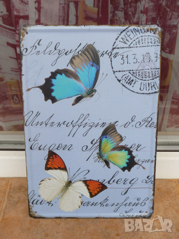 Метална табела пеперуди цветни летят животни свят пеперудки, снимка 1 - Декорация за дома - 44866480
