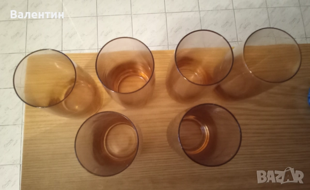 Сервиз от 6 руски чаши за безалкохолни напитки от цветно стъкло , снимка 4 - Сервизи - 52344592