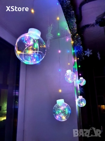 Празнични LED светлини топка с 10 топки в бяла студена и бяла топла светлина SD8, снимка 4 - Лед осветление - 52441044