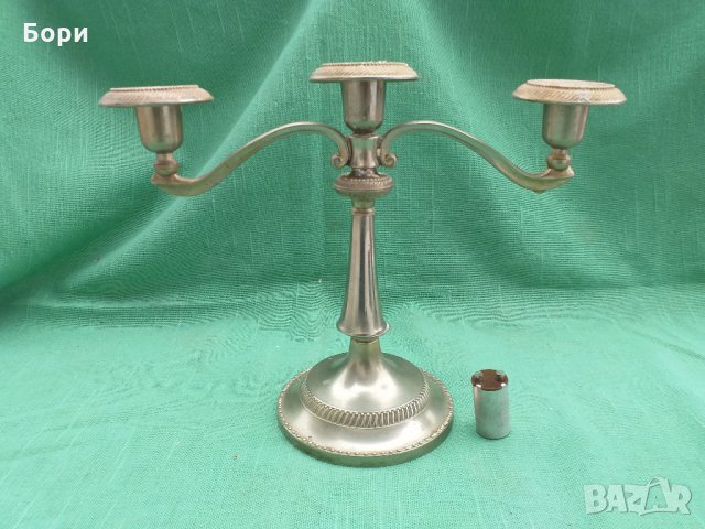 Посребрен свещник за 3бр свеши, снимка 9 - Декорация за дома - 28670098