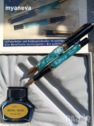 Елегантен комплект за писане от Tchibo Royal, включващ  писалка и химикалка с vintage дизайн., снимка 5 - Ученически пособия, канцеларски материали - 51108698