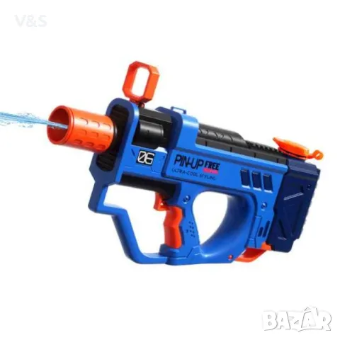 Водна пушка, бластер, автоматичен пистолет, син,батерия и зарядно към нея, снимка 6 - Електрически играчки - 48221361