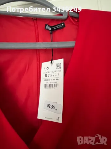 Zara червена мини рокля, размер S *нова*, снимка 2 - Рокли - 49673108