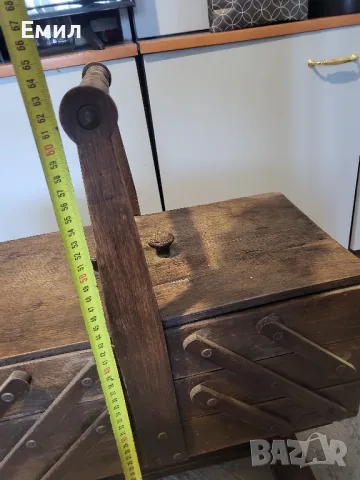 Антикварна голяма дървена разгъваема кутия, снимка 7 - Колекции - 47490990