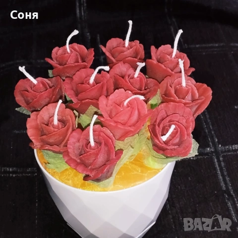 Аранжировка с ароматни восъчни свещи , снимка 2 - Подаръци за жени - 53574968