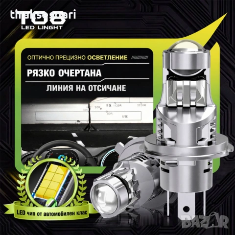 LED PROJECTOR Диодни крушки H4 240W 12V 350% светлина, крушки с лупи, снимка 6 - Аксесоари и консумативи - 53169968