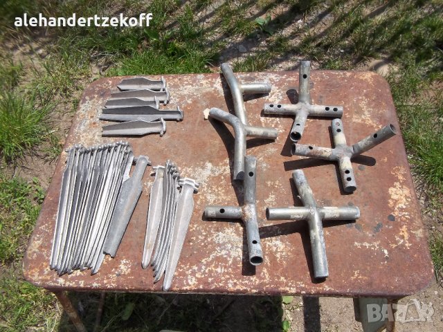 Ретро оборудване за палатка тента навес заслон стоманени рейки ъгли и колчета от дурал Apag, снимка 2 - Палатки - 28183351