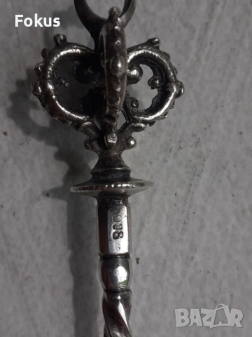 Стара османска сребърна лъжичка за захар с тугра, снимка 5 - Антикварни и старинни предмети - 53327585