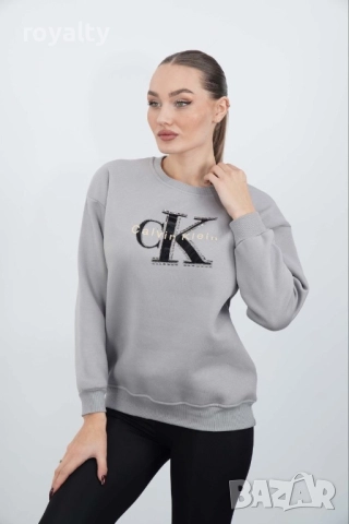 Calvin Klein Сива Дамска Памучна Блуза , снимка 2 - Блузи с дълъг ръкав и пуловери - 52063790