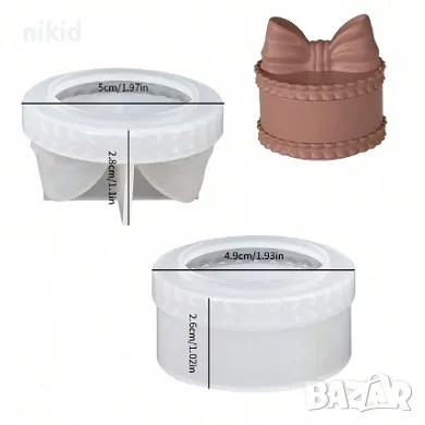 3d Кръг малка кутия кутийка капак с панела 2 части силиконов молд форма направа кутийка бижута смола, снимка 2 - Форми - 47286271