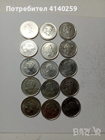 КАНАДА МОНЕТИ ЛОТ 25 цента 2013 Г 2017 г , снимка 6 - Нумизматика и бонистика - 52233368