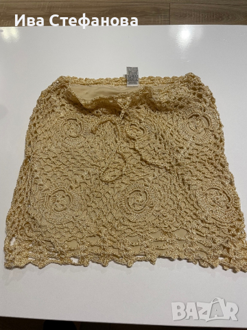 Уникална плажна плетена лятна пола бежов цвят , снимка 8 - Поли - 36514123
