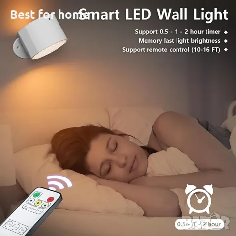 Комплект от две LED стенни лампи с дистанционно управление 	BYVV, снимка 4 - Лед осветление - 49903440