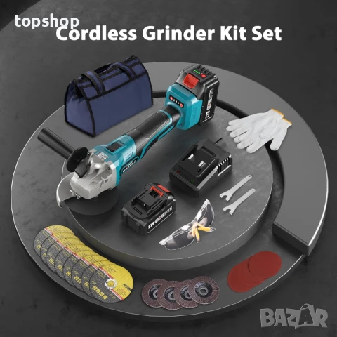 НОВ безжичен безчетков ъглошлайф Avhrit AG034 2X4.0AH батерии, 21V, 9000 об/мин, бързо зарядно ..., снимка 4 - Други инструменти - 50553488