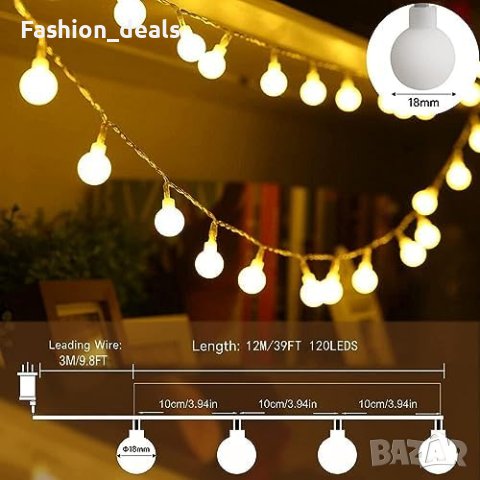 Нови 60LED приказни светлини с батерии 8 режима на осветяване Коледни , снимка 5 - Други - 42945513