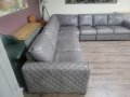 Голям сив кожен ъглов диван, снимка 7