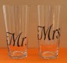 Декорирани стъклени чаши Mr.&Mrs., снимка 2
