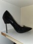 Черни лачени обувки с ефектен ток, снимка 1