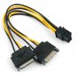 Преходник - захранващ кабел 0.2m SATA cable dual SATA 15pin M - 6pin F Video card Power, снимка 1 - Кабели и адаптери - 35234256