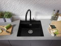Черна кухненска мивка за вграждане под плот Берген 60 Low 560x530 мм, снимка 5
