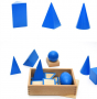 Сини геометрични тела Монтесори в кутия с поставки и знаци , снимка 9