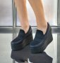 Обувки на платформа - черна кожа - 150K, снимка 1