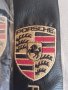 Черни кожени калъфи за колан с бродирано цветно лого и надпис на Порше Porsche 