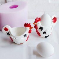 3D Кокошка поставка за яйце яйца Великденски силиконов молд форма калъп гипс кашпа, снимка 2 - Форми - 36900533