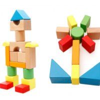  Дървени Цветни Кубчета Конструктор 32 части Строител Сортер, снимка 1 - Образователни игри - 35104245