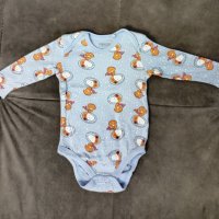 Бебешко памучно боди с дълъг ръкав марка LUPILU за деца 0-3 месеца, снимка 1 - Бодита за бебе - 43244219