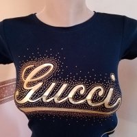 Gucci, с камъчета, за ръст 116-122 см.. Код 2176, снимка 5 - Детски тениски и потници - 43943986