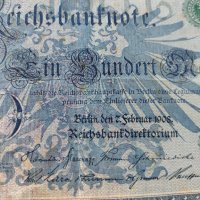 Райх банкнота - Германия - 100 марки / 1908 година- 23608, снимка 2 - Нумизматика и бонистика - 33373538