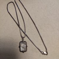 Сребърен синджир със седефена висулка (216), снимка 1 - Колиета, медальони, синджири - 43148277