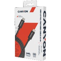 Зареждащ кабел CANYON UC-44, USB TYPE-C to TYPE-C, 1М, Черен SS30250, снимка 2 - USB кабели - 40064137