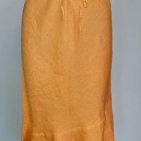 Ленена пола с асиметричен волан, снимка 2 - Поли - 28635526