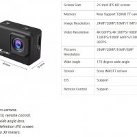  Спортна екшън камера AUSEK AT-Q37CR, 4K, 60FPS, 170 градуса, Wi-Fi, HDMI, Аксесоари, Черна, снимка 13 - Камери - 37995450