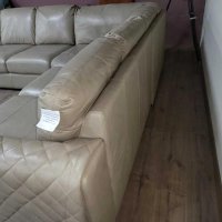 Голям кремав кожен ъглов диван "Mazzini", снимка 5 - Дивани и мека мебел - 43290060