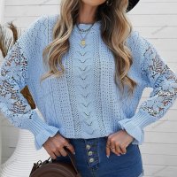 Дамски пуловер с дълъг ръкав с изрязани венчелистчета, 2цвята - 023, снимка 7 - Блузи с дълъг ръкав и пуловери - 39343278