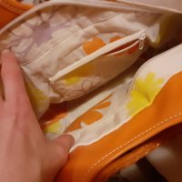 Сламена чанта с оранжеви елементи, снимка 4 - Чанти - 33226780