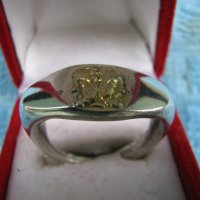 Сребърен пръстен двулициевият Янус с позлата, снимка 1 - Антикварни и старинни предмети - 28420137