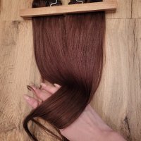 нова естествена коса на треса 55см.топъл шоколад , снимка 1 - Аксесоари за коса - 44105598