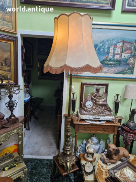 Страхотна антикварна френска бронзова подова лампа , снимка 1